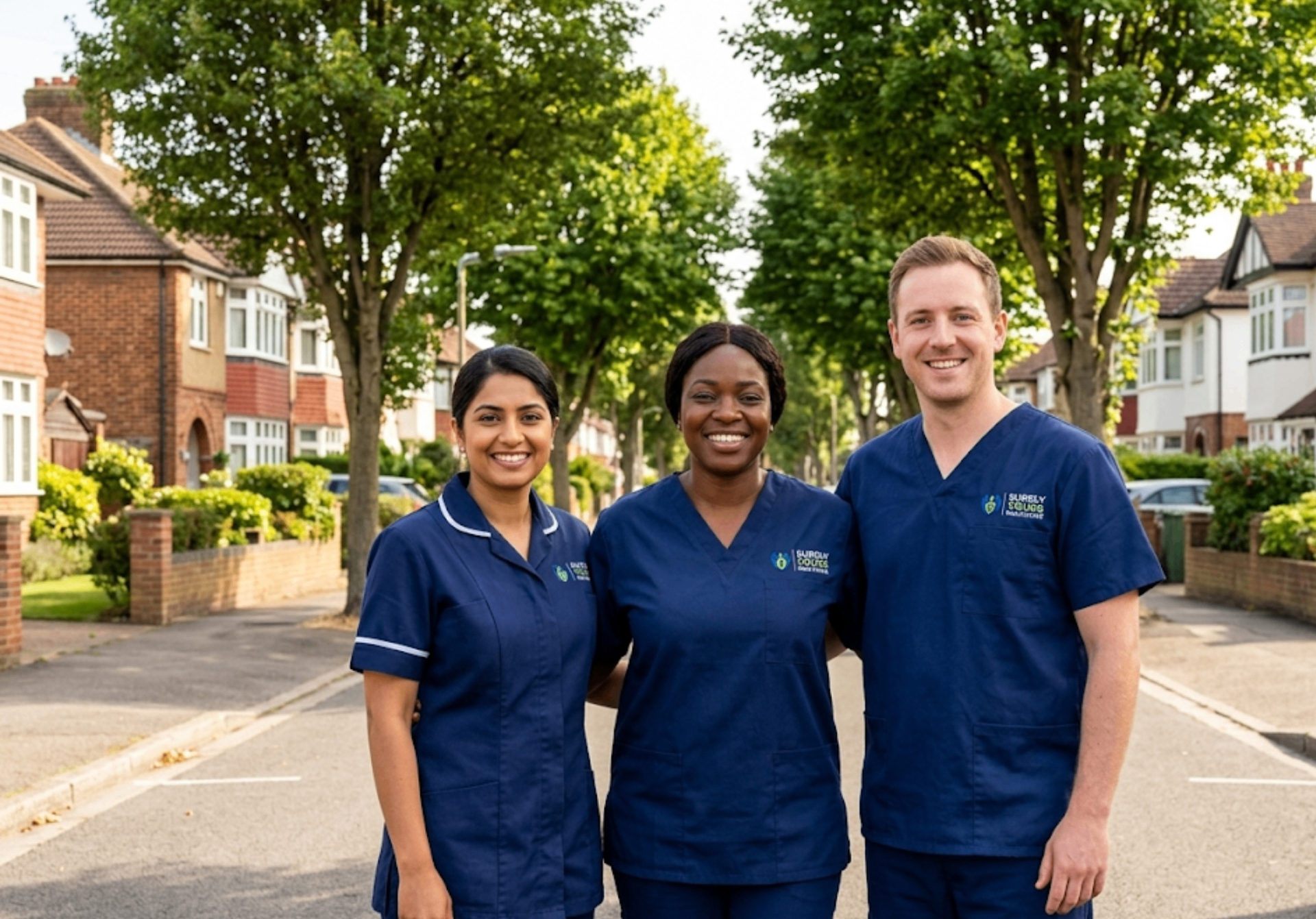 Diverse team of Surely Yours Healthcare carers in the UK — a supportive and rewarding place to work