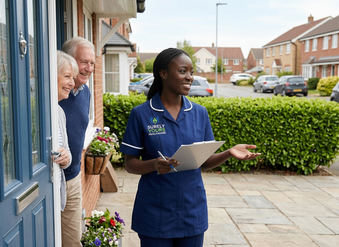 Surely Yours Healthcare care manager visiting a family home for a home care assessment
