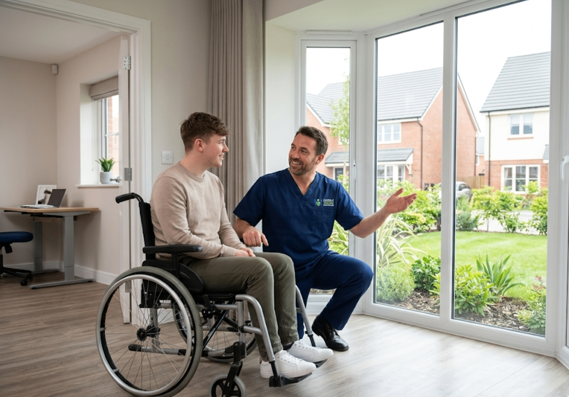 Surely Yours Healthcare specialist carer supporting a younger adult with a physical disability at home