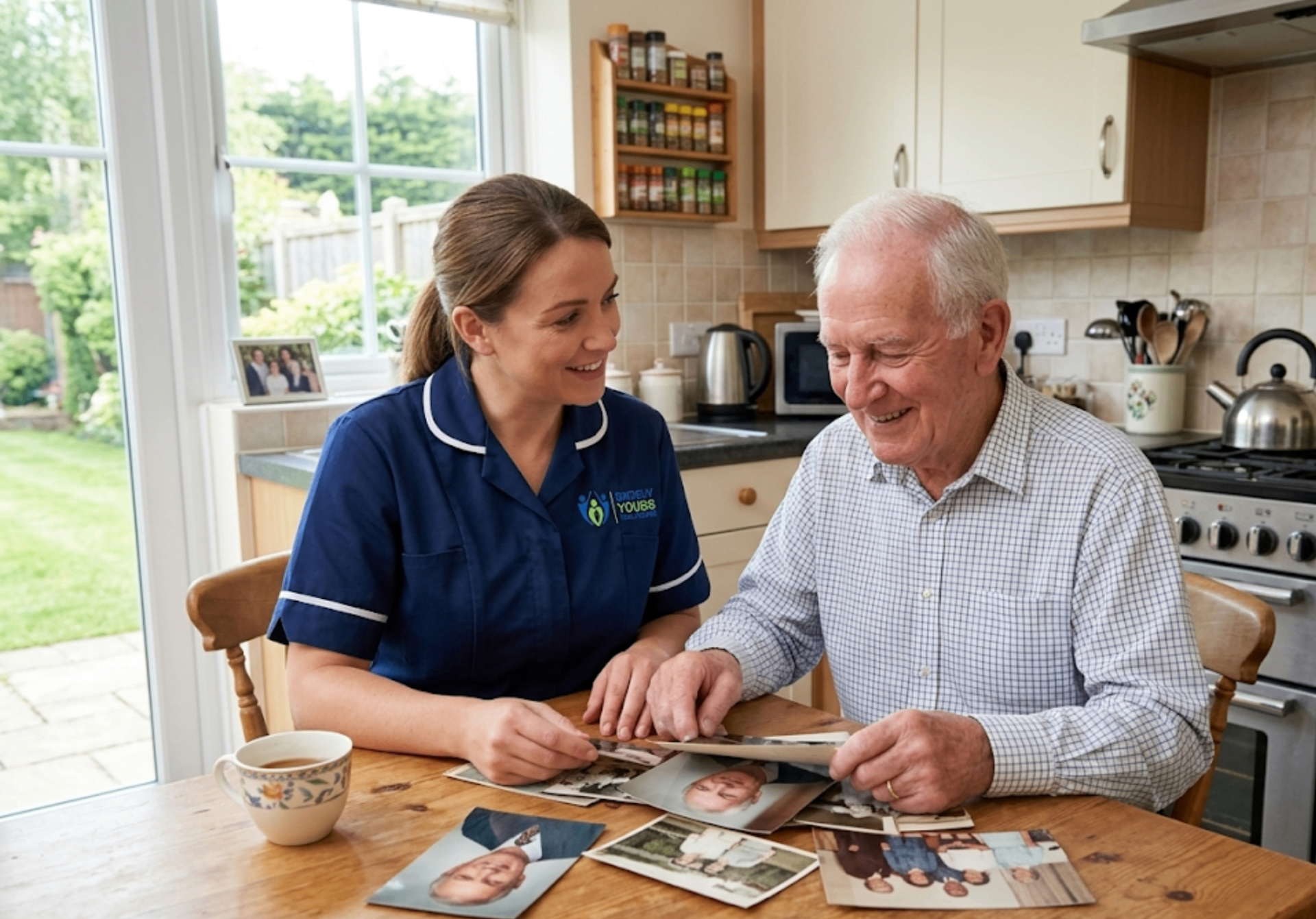 Surely Yours Healthcare specialist dementia carer supporting a client with memory care activities at home