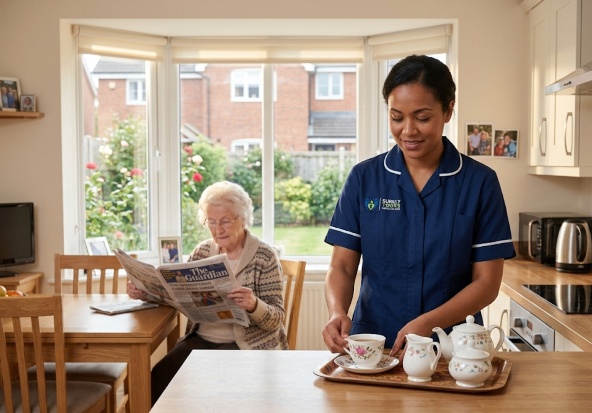 Surely Yours Healthcare live-in carer providing 24-hour home support as an alternative to residential care