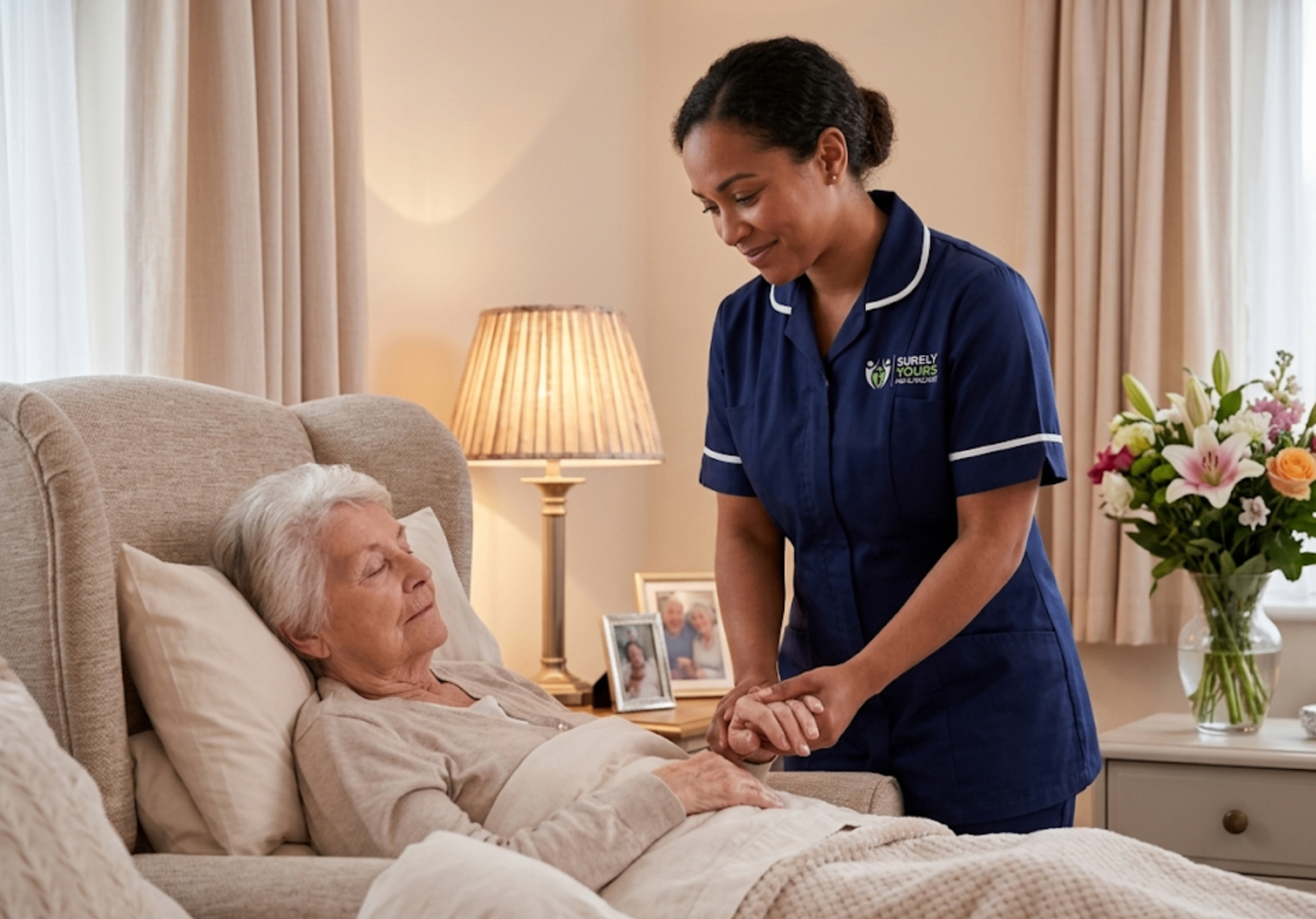 Surely Yours Healthcare carer providing compassionate palliative and end-of-life care at home in the UK